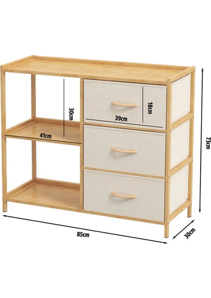 Bambu 2 Raflı 3 Çekmeceli Dolap Çok Amaçlı Düzenleyici Organizer Şifonyer DB-0017 fırsatları