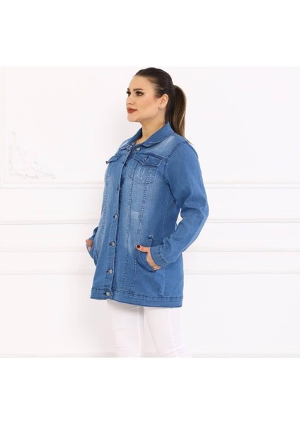 Kot Ceket Uzun Açık Mavi Renk
