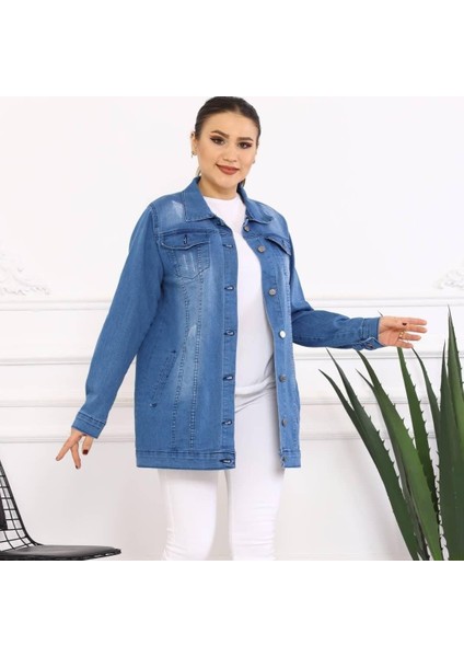 Kot Ceket Uzun Açık Mavi Renk modelleri