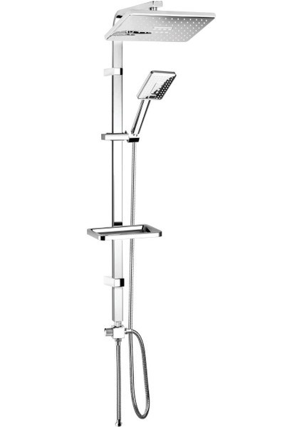 Sguare Tower Duş Sistemi 265X175MM Dikdörtgen Tepe Duşu+3 Yönlü Yönlendirici