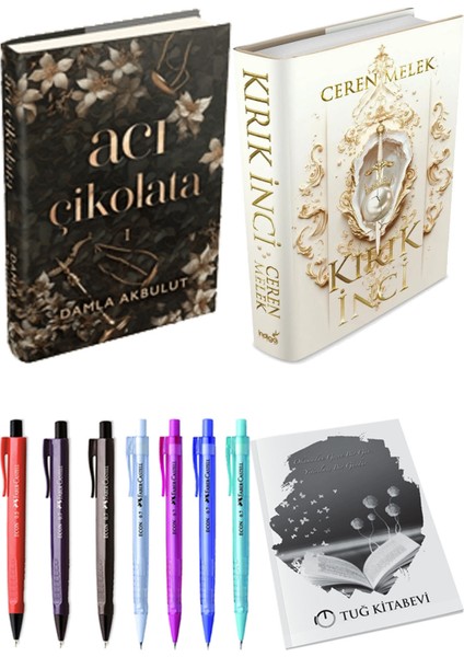 Kırık Inci Ciltli ve Acı Çikolata Ciltli Damla Akbulut 2li Set + Hediyeli