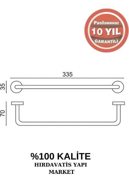 Çelik Banyo Paslanmaz Pirinç Eser Havluluk 30CM