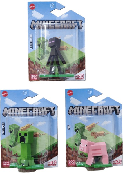 Minecraft Mini Figür Serisi 3'lü Set - Enderman - Pig - Creepher - HJF79 - HJF81 - HJF83