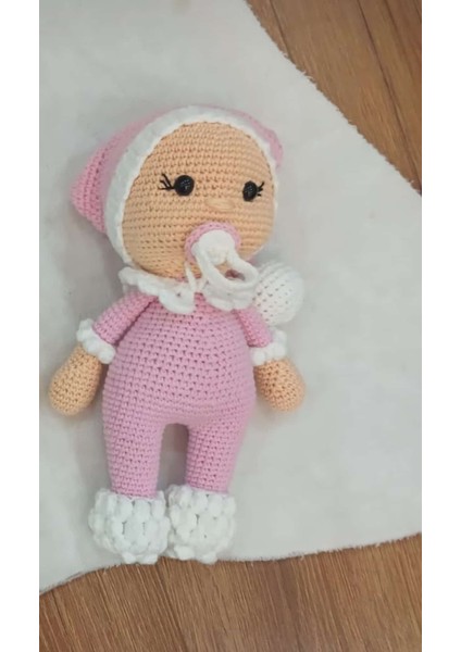 Amigurumi Organik Kız / Erkek Çocuk Emzikli ve Şapkalı Bebek