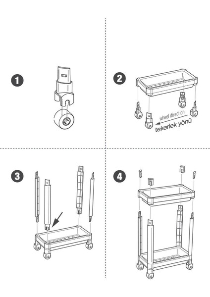 2 Katlı Tekerlekli Düzenleyici Raf