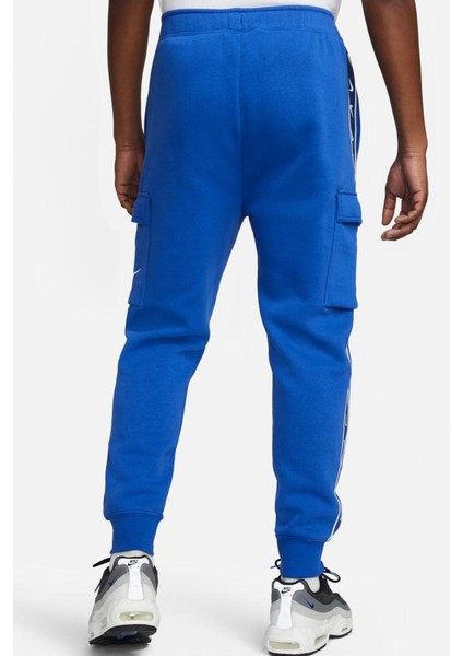 Sportswear Repeat Standart Fit Kesim Şardonlu Kargo Cepli Erkek Eşofman Altı Sax Mavi fiyatları