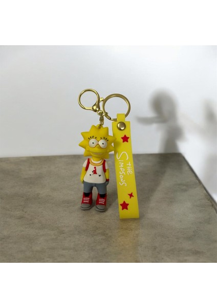 Simpsons Homer 3D Silikon Zilli Anahtarlık 1 Adet Lisa Simpson Modeli Lüx Büyük Boy