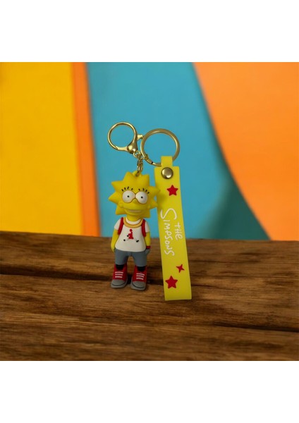 Simpsons Homer 3D Silikon Zilli Anahtarlık 1 Adet Lisa Simpson Modeli Lüx Büyük Boy