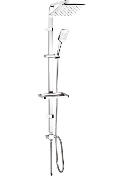 Sguare Tower Duş Sistemi 200X200MM Kare Tepe Duşu+3 Yönlü Yönlendirici