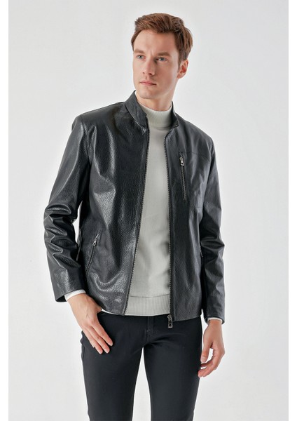 Erkek Siyah Ibiza Motorcu Kısa Deri Mont fiyatları