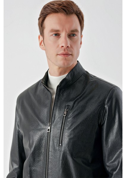 Erkek Siyah Ibiza Motorcu Kısa Deri Mont indirimleri