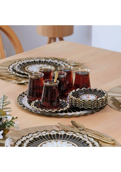 Renoir Altın Yaldızlı Cam Tepsi