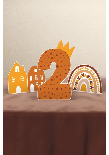 Boho Baby Natural Gökkuşağı Temalı 2 Yaş Doğum Günü Parti Seti - Maxi modelleri