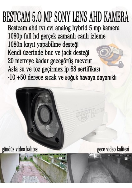 10 Kameralı Set 5 Mega Piksel Sony Lensli Full Hd Gece Görüşlü Güvenlik Kamera Seti 500 GB Hard Disk