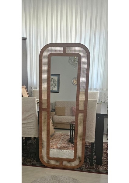 Dekoratif Hazeran Boy Aynası - Yatak Odası Rattan Ayna 70 cm x 170 cm