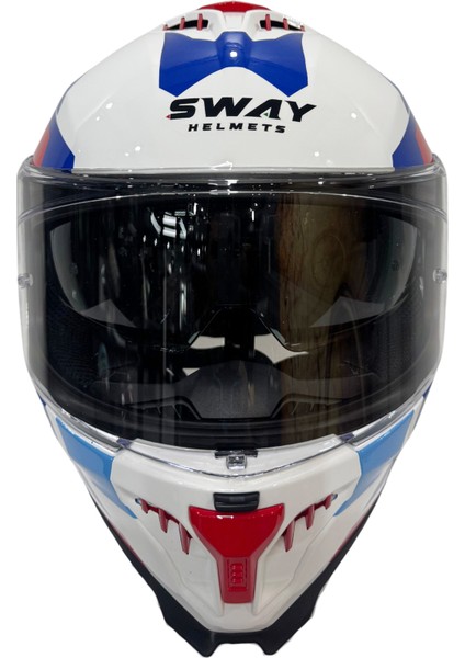 865 Titan Beyaz Mavi Kırmızı Kask