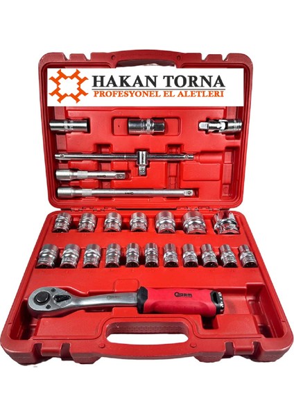 1/2 25 Parça Altı Köşe Lokma Takımı Arm6 Köşe Cırcır Kolu