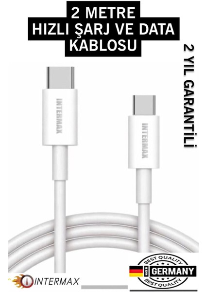 Iphone Uyumlu 2metre Type-C To Type-C Hızlı Şarj ve Data Kablosu- 15-Pro-Promax- 16-Pro-Promax fiyatları
