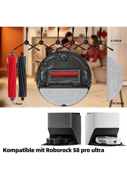 Roborock S8 Için Ana Yan Fırçalar Paspas Bezleri Hepa Filtreler Toz Torbaları (Yurt Dışından)