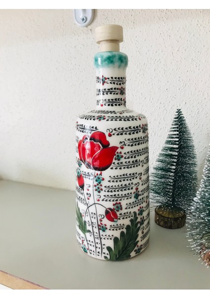 El Yapımı Özel Tasarım Gelincik Desenli Yağdanlık