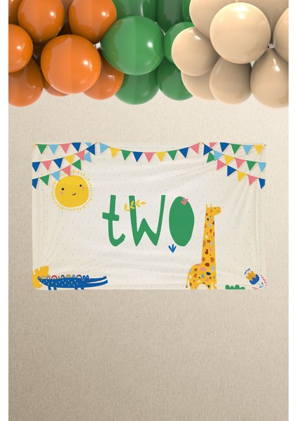 Boho Baby Multicolor Gökkuşağı Temalı 2 Yaş Erkek Bebek Doğum Günü Parti Seti - Maxi