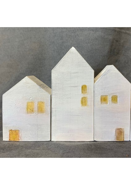 El Yapımı 4 Lü Set Özel Tasarım Ev Figürlü Mumluk 10CM - 8cm - 7cm - 6cm