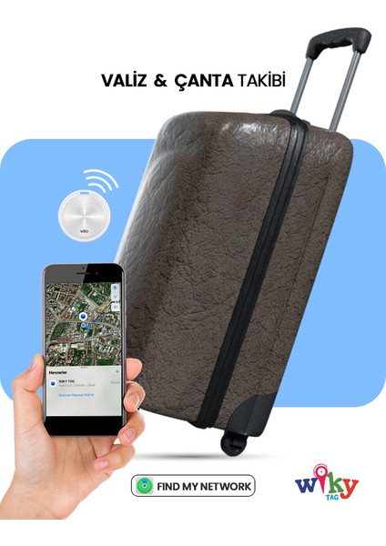 WikyTag Çocuk Smart AirTag Mavi - Akıllı Konum Takip Cihazı (Apple Uyumlu)