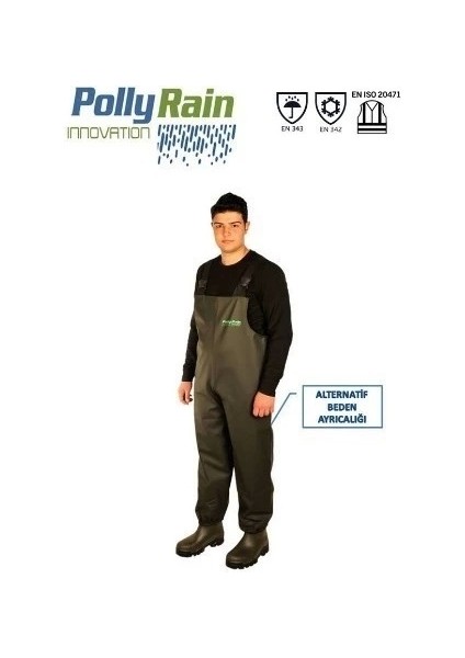 Pollyraın Pvc Bahçıvan Tulum Haki Renk