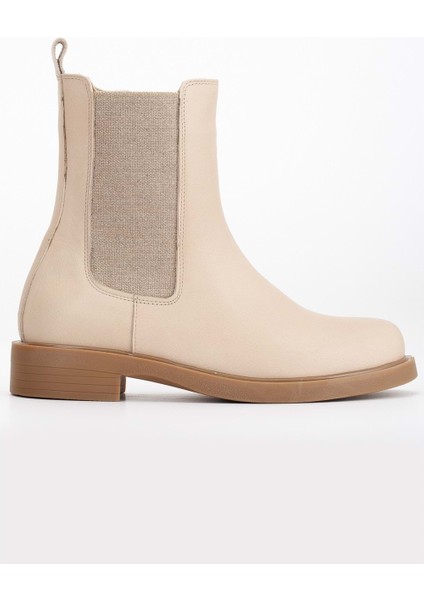 Kadın Deri Lastikli Rahat Bot - Bej modelleri