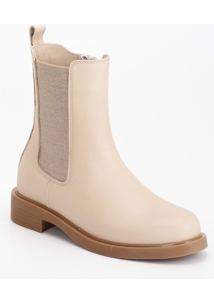 Kadın Deri Lastikli Rahat Bot - Bej fırsatları