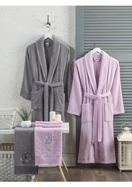 Hediyeli Hediyeli Çift Kişilik Bornoz Set