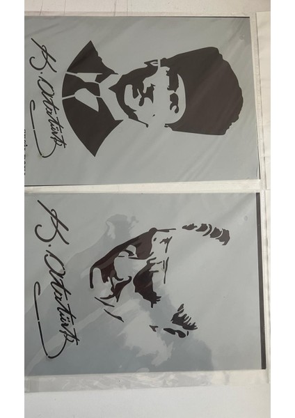 Büyük Boy Atatürk Stencil Kalıp 2 Adet Birden