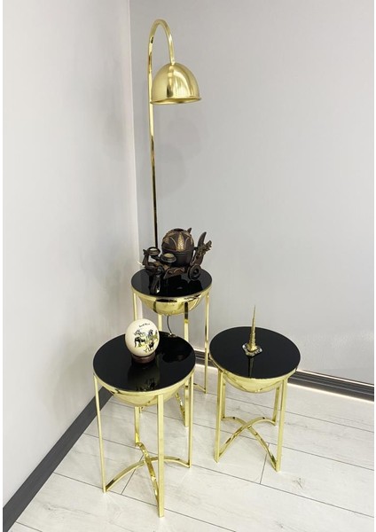Lale Gold 3 Sehpalı Lambader Takımı