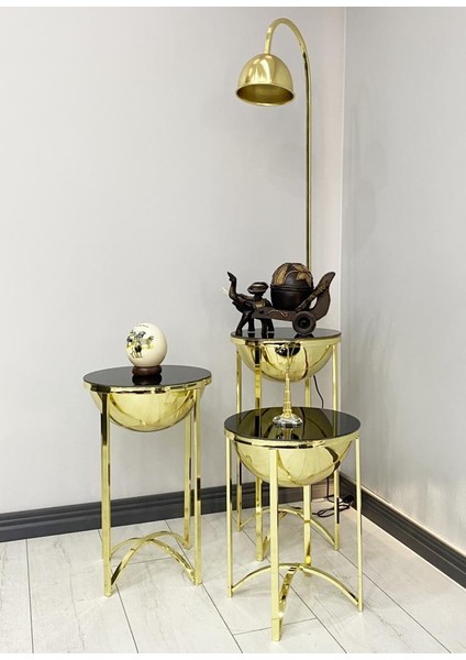 Lale Gold 3 Sehpalı Lambader Takımı