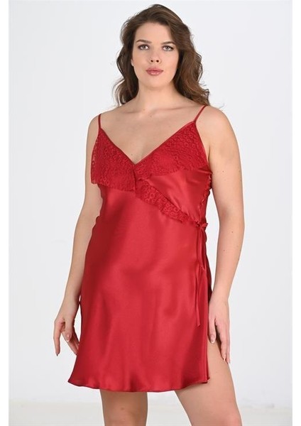 MOTTO10 Butik Büyük Beden Bordo Gecelik 2107