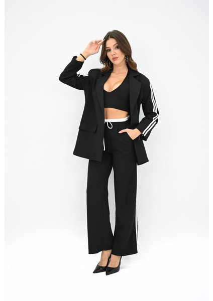 Kadın Şerit Detaylı Oversize Ceket Takım 9007-25 fiyatları