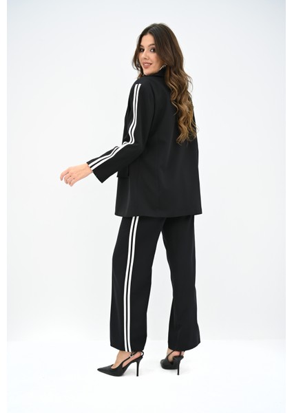 Kadın Şerit Detaylı Oversize Ceket Takım 9007-25 indirimleri
