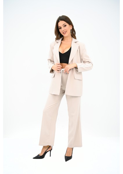 Kadın Şerit Detaylı Oversize Ceket Takım 9007-25 fırsatları