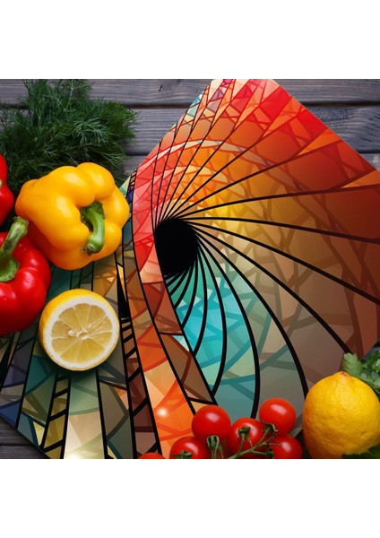 Cam Kesme Tahtası ve Sunum Tablası Vitray Desenli modelleri