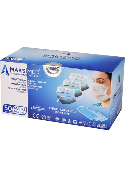 Beyaz Full Ultrasonik Medikal Maske 1 Paket 3 Katlı