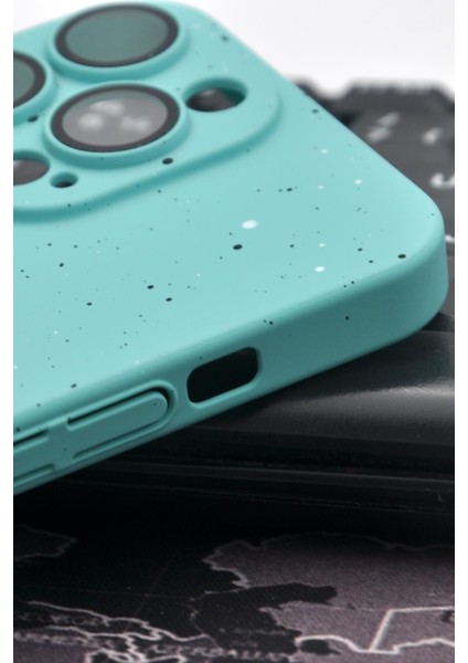 iPhone 14 Pro Uyumlu Mint Yeşil Benekli Desenli Ince Sert Kapak Kılıf Kamera Lens Korumalı modelleri