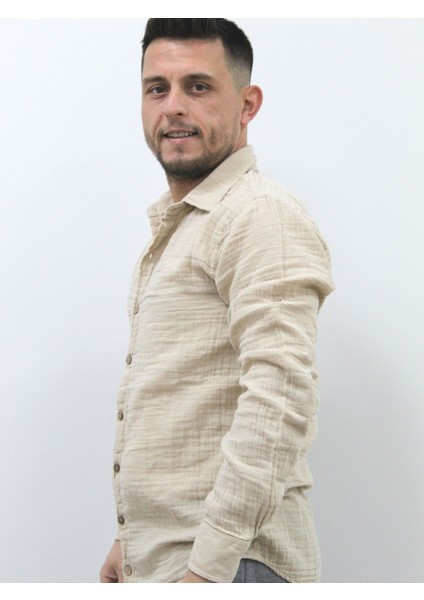 Müslin Erkek Gömlek Bej modelleri