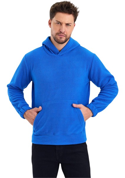 Erkek Polar Kapşonlu Kanguru Cepli Sweat