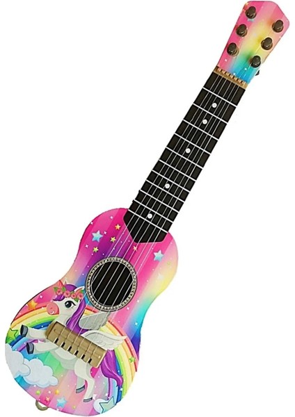Pembe Oyuncak 6 Telli Ispanyol Gitar Unicorn My Little Pony Desenli 50 Cm. Okul Gösteri