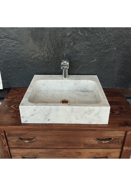 Afyon Bulutlu Batarya Çıkışlı Dikdörtgen Lavabo