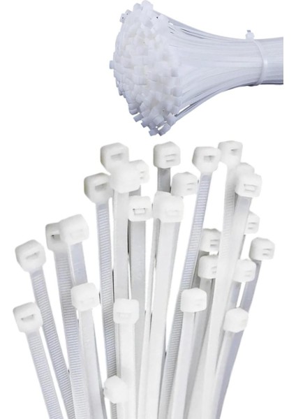 Beyaz Plastik Cırt Kelepçe Kablo Klipsi 3.5x 370 mm Uzunluk 37 cm (Plastik EŞYA)100 Adet