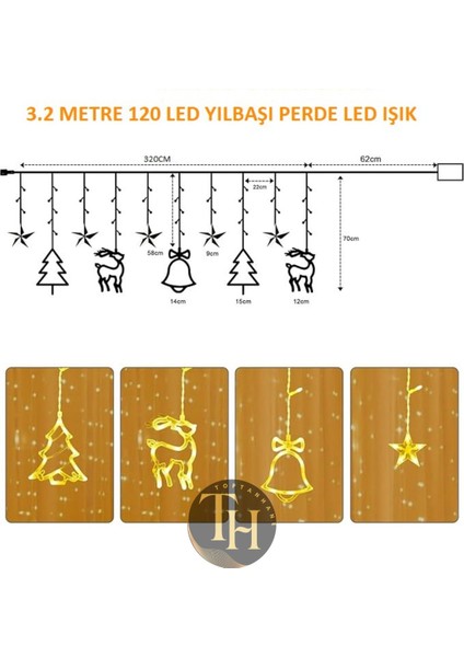 Dekoratif Noel Perde LED Işık 8 Animasyonlu Fişli & Eklenebilir Yılbaşı Süs Yeni Yıl Merry Christmas fiyatları