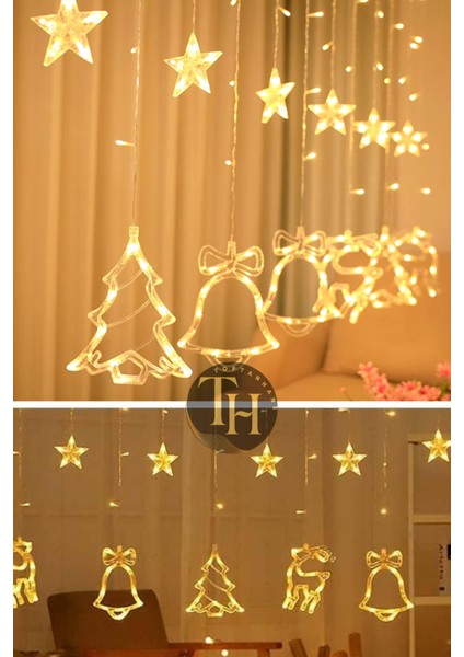 Dekoratif Noel Perde LED Işık 8 Animasyonlu Fişli & Eklenebilir Yılbaşı Süs Yeni Yıl Merry Christmas modelleri