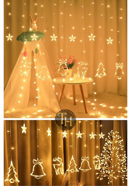 Dekoratif Noel Perde LED Işık 8 Animasyonlu Fişli & Eklenebilir Yılbaşı Süs Yeni Yıl Merry Christmas fırsatları