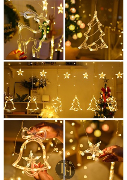 Dekoratif Noel Perde LED Işık 8 Animasyonlu Fişli & Eklenebilir Yılbaşı Süs Yeni Yıl Merry Christmas indirimleri